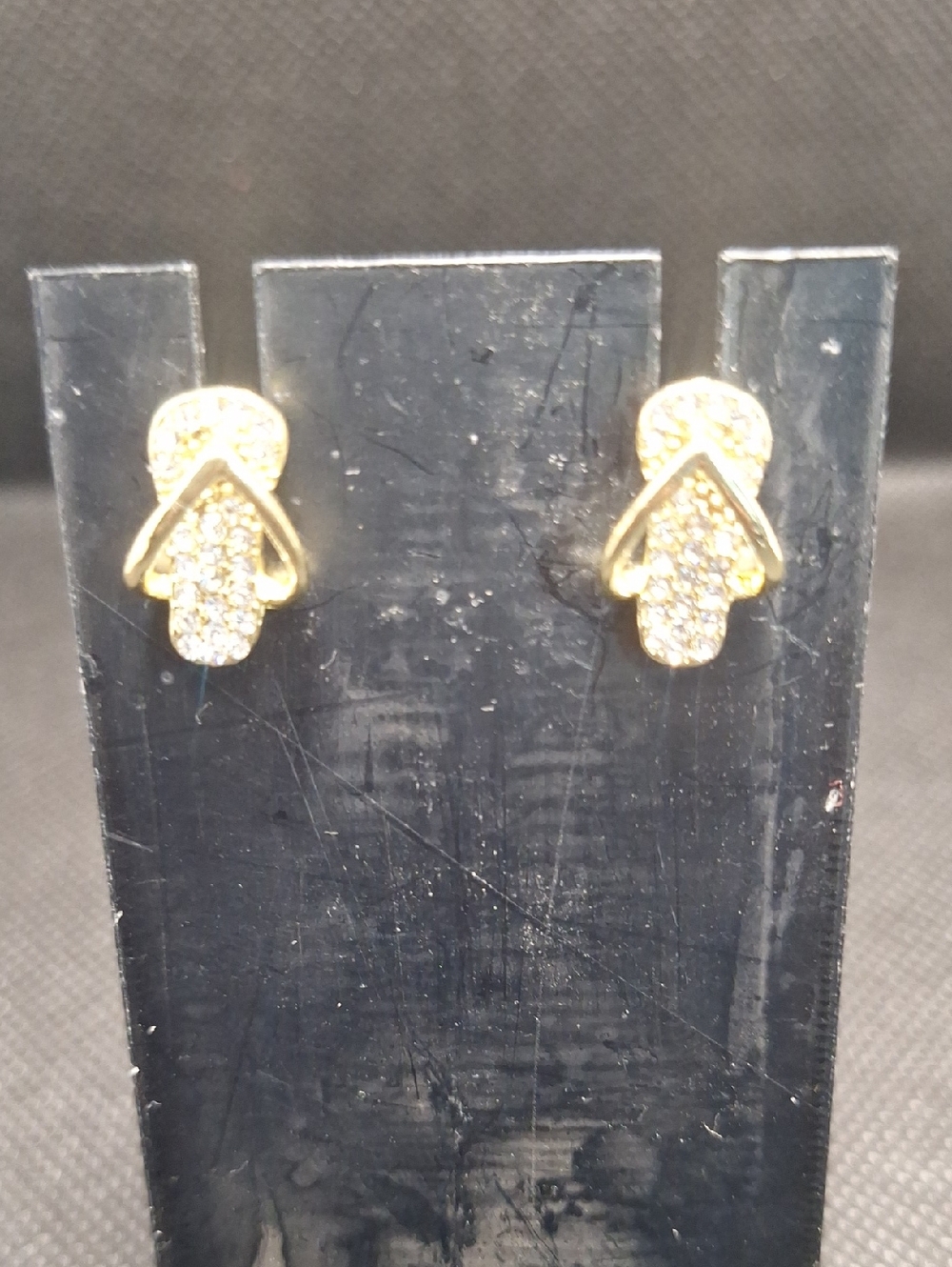 Gold Crystal Flip-Flop Stud Earrings - Women Jewelry